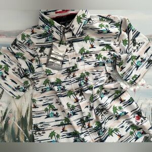 New Boy’s Point Zero Short Sleeve Tropical Button Down Shirt Black Label SemiFit